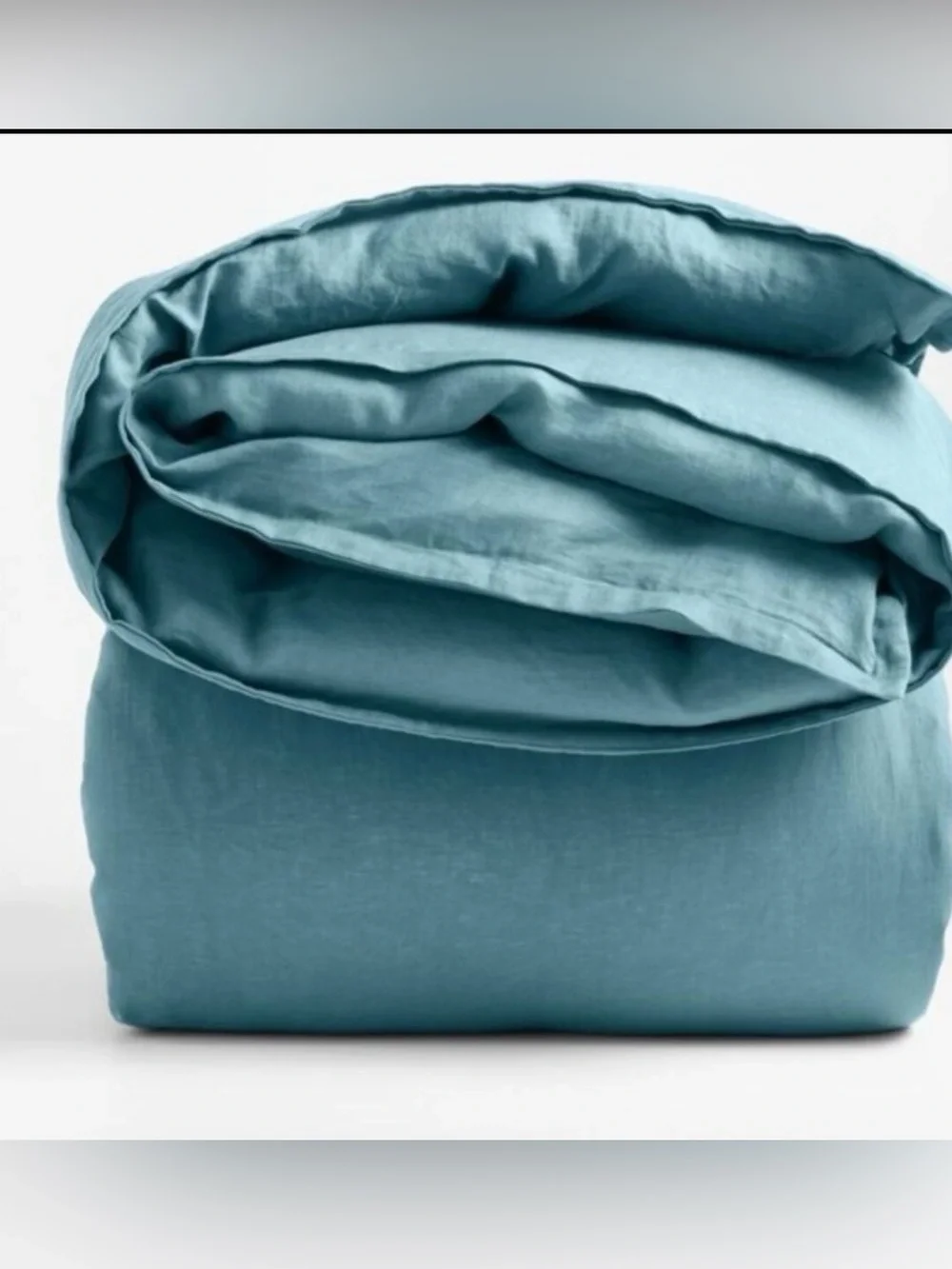 Crate & Barrel Organic Double Weave Blue Full/Queen Duvet & 2 Standard Sham Set